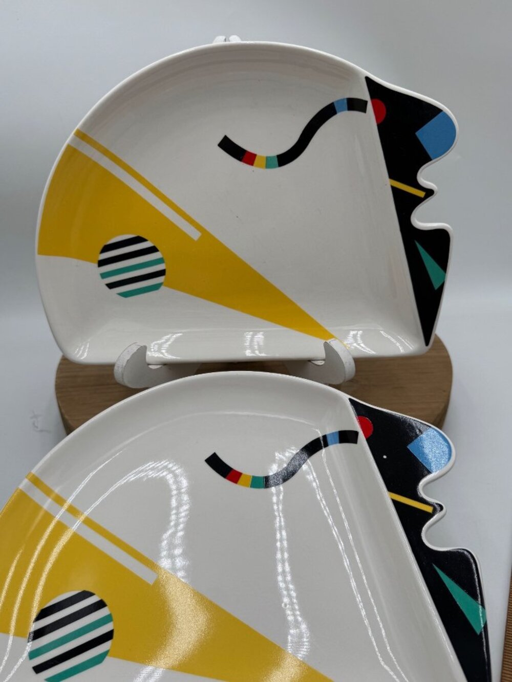 Vintage Kato Kogei Fujimori Humoresque Set Of 2 plates Memphis Design Style 80’s